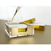 Dany Marcus Elegante Acrylglas-Zettelbox mit Goldakzenten, Notizzettelhalter + Ein Notizblock