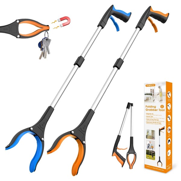 REWKCY 32" Grabber Reacher Tool, 2-Pack Foldable Reacher Grabber Pickup