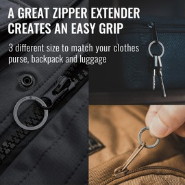 KeyUnity KA12 Titanium Key Ring Set, 3-Piece, 33/25/17.5 mm Split Ring with Side Print, Easy Access to Keys, Carabiners, Torches, ID Tag (1L + 2M + 2S)