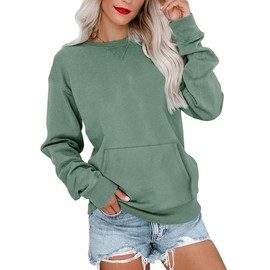 Ovanviso Womens Long Sleeve Sweatshirt Casual Crewneck Cute Pullover Tops Lightweight Sweatshirt with Pocket Green