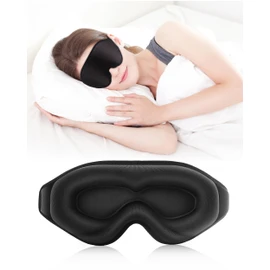Schlafmaske aus Eisseide, 3D, schwarz, Schlafmaske für die Augen, lichtblockierend, Geschenk für Männer und Frauen, druckfreie Augenmaske für Nickerchen, Meditation