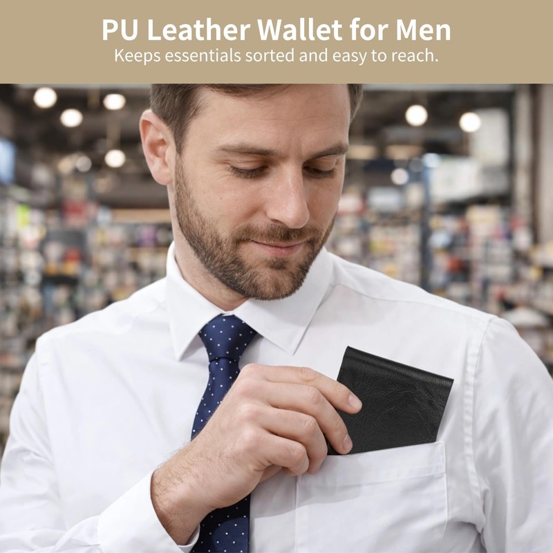 OMISTAR 24 Pcs Leather Wallets for Men, Men's PU Leather
