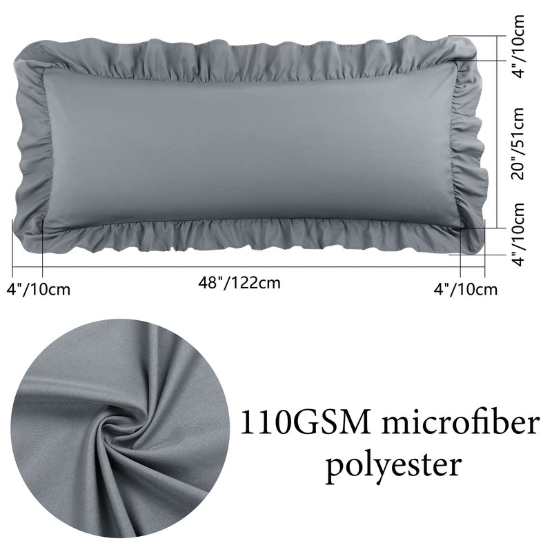 PiccoCasa Soft Microfiber Plain Bolster Pillowcase with Decorative Ruffle and