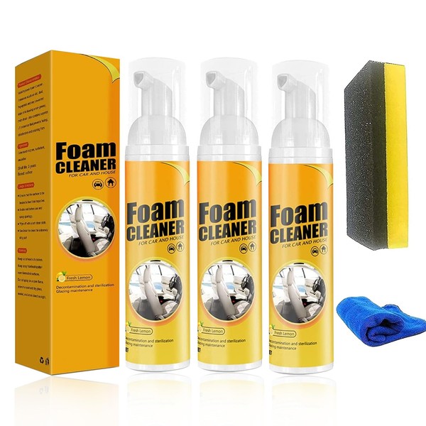 Magic Cleaning Foam Spray for Car,Car Magic Foam Cleaner,Neat Freaks Car Restoring Spray,Powerful Stain Removal Bubble Cleaner Foam Kit (3Pcs,100ML)