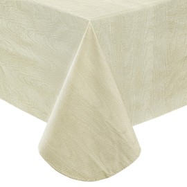 Newbridge Taupe Moire Wavy Solid Color Print Heavy Weight Vinyl Flannel Backed Tablecloth, Indoor/Outdoor Vinyl Tablecloth with Flannel Backing, 52” x 52” Square