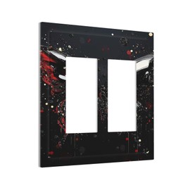 Nadoabtm Decorative Outlet Covers Dark Red Butterfly Painted Splash 2 Gang Double GFCI Rocker Electrical Wall Panels Light Switch Cover Plate for Bedroom Bathroom Decor