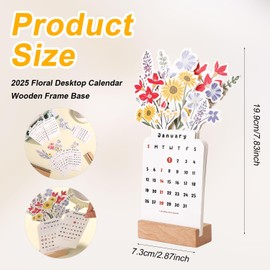 Flower Vase Calendar, Creative Flower Desk Calendar with Wooden Base, Blooming Flower Desk Calendar, Small Desk Calendar with Base for Home Office School