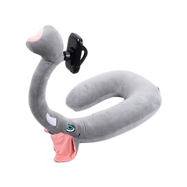 2 in 1 U Shaped Pillow Phone Holder Soft Hanging Neck Lazy Bracket Cute Animal 360 Degree Phones Holder Stand