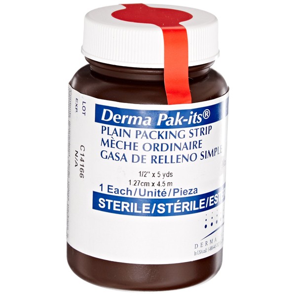 Derma Sciences 59221 Pak-Its Gauze Packing Strip, Plain, 1/2" Width x 5 yd Length (Pack of 12)