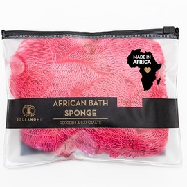 Bellanomi Esponja Exfoliante Africana Auténtica Origen Ético Nigeria 114 Largo Uso Diario Rosa
