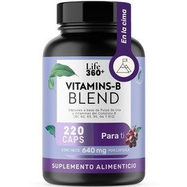 Life 360 VITAMINS-B GRAPE  220 cpsulas  Cpsulas a base de pulpa de uva y vitaminas del complejo B (B1, B2, B3, B5, B6 Y B12)  Suplemento Alimenticio  
