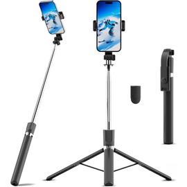 67" Selfie Stick Tripod, Portable Cell Phone Tripod with Wireless Remote Control, 360° Rotating Extendable All-in-1 Travel Stand for Selfies Video Recording Vlog, Compatible with IOS/Android, Black