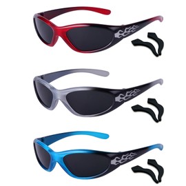 XINBO LOOK 3-pairs Kids fashionable flame texture Sunglasses, for Kids Age 3-10, Toddler Sunglasses Boys Girls Anti-UV Protection.