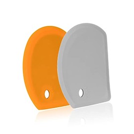 Silicone Dough Scraper with Stainless Steel Sheet, Curved Edge Flexible Bowl Scraper for Baking , Food Grade Silicone Bench Scraper for Sourdough Bread Proofing Basket , Set of 2, Gray & Orange ,SAPID