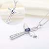 YL Angel wings cross necklace, 925 sterling silver 12 birthstone