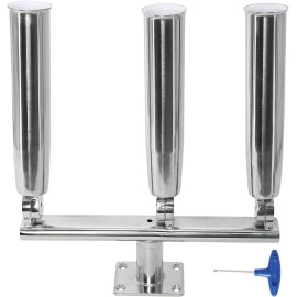 Amarine Made 3 Tube Fishing Rod Holder Stainless Steel Trident Outrigger Stylish Kite Mount