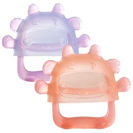 Toketa Mordedera para Bebe 2 en 1 Azul Claro y Rosa con Guante - Mordederas 3 a 6 Meses, Juguetes para Bebe de 0 a 6 Meses, Sonajas 0 a 3 Meses, Denti