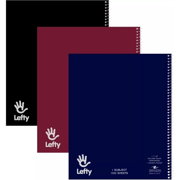 Does not apply Lefty Notebooks 3 Pack 11x9 College Ruled