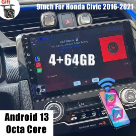 FOR HONDA CIVIC 2016-2021 ANDROID 13 CAR STEREO RADIO GPS WIFI CARPLAY 8Core+CAM