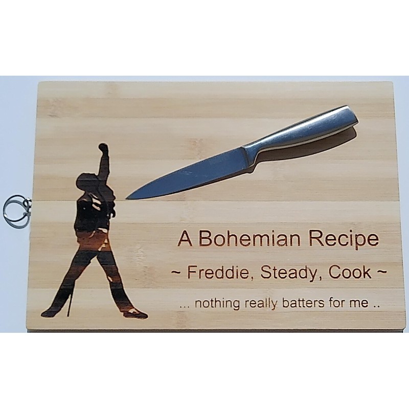 Freddie Mercury - Bohemian Recipe Bamboo Cutting Board with Musical