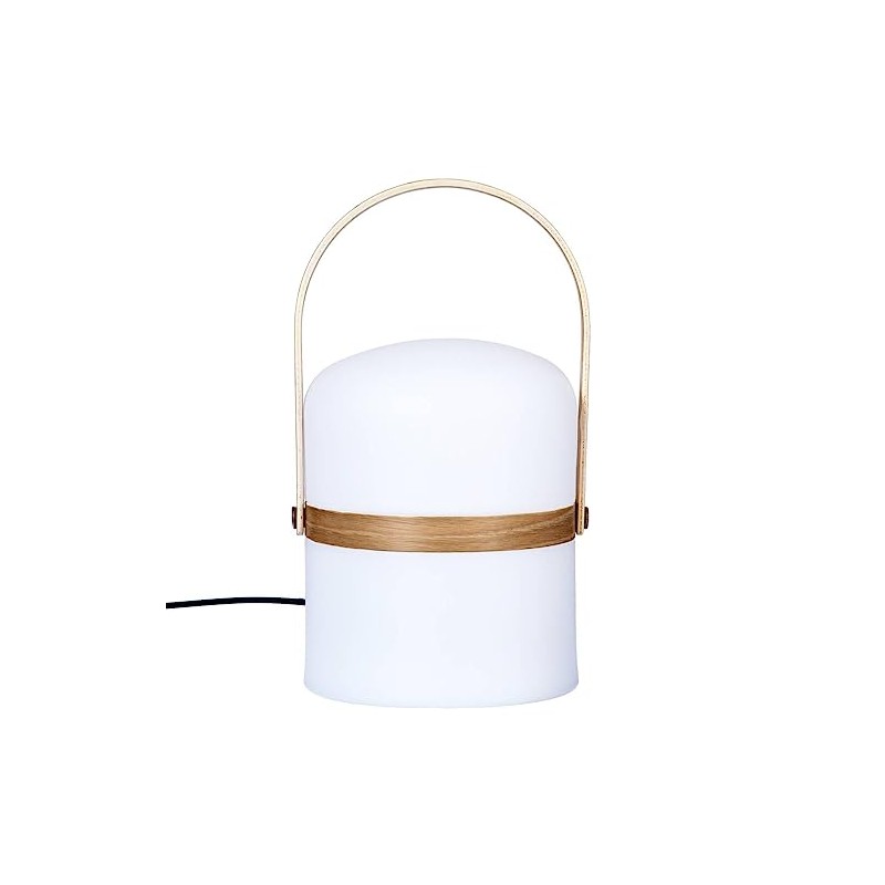 Outdoor Lamp with Wooden Handle, White, 26.5 cm