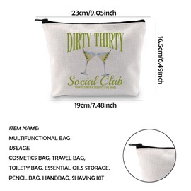 WCGXKO Dirty Thirty Gift Dirty Thirty Social Club Cocktail Travel Cosmetic Bag Zipper Bag (Social Club Thirty CA)