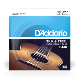 D'Addario Silk & Steel Acoustic Guitar Strings - EJ40-6 String - Warm, Mellow Tone - Light, 11-47