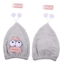 Healeved Absorbent Coral Fleece Hair Drying Cap for Women Men Lightweight Quick Dry Hair Wrap Hat for Bathing and Travel Soft Durable Gray