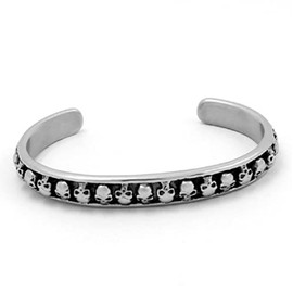 Caiyao Punk Stainless Steel Skull Skeleton Linked Chain Bracelet Tibetan Prayer Bead Mala Bracelet for Men and Women, Skull Jewelry Gift