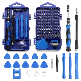 sourcing map 123 in 1 Magnetic Precision Screwdriver Set Electronics Repair Tools Kit with 96 Bits Flexible Shaft and Extension Rod for Cellphone Game Console Laptop PC Computer Camera, Blue