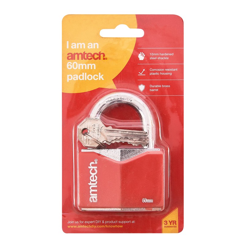 Amtech T0706 60mm Rhombic Chrome Plated Iron Padlock
