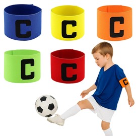 YenMzx Captains Armband, 5 Pack Kids Captain Armband Football, Velcro Adjustable Multicolour Elastic Sports Arm Bands for Team Identification, Multi-Sports Events Clubs Teams Activities