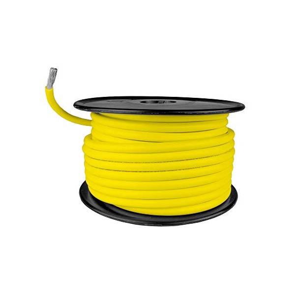 12 AWG UL Spec Reqd Marine Wire -Tinned Copper Primary Boat Cable - 30 Feet - Yellow - Made in The USA