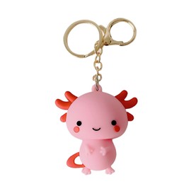 LAYAHAGO Axolotl Keychain Cute PVC Kawaii Keyrings for Women Backpacks Bags Purses Phones Car Keys Pink