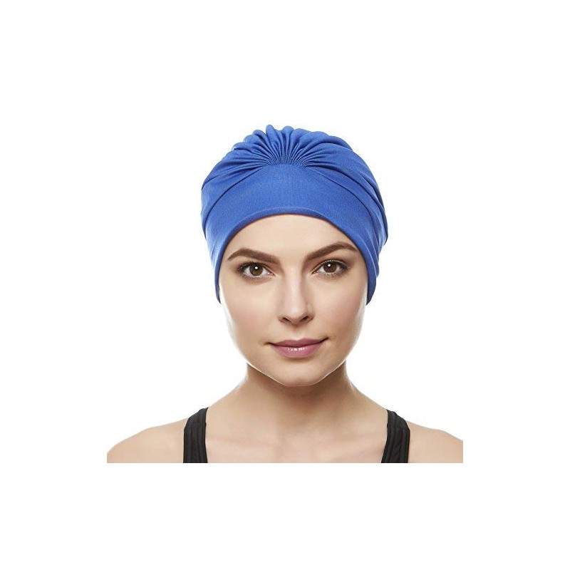 Polyester Latex Lined Pleated Women’s Swim Bathing Turban - Navy