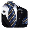 GUSLESON Mens Gold Tie for Wedding Navy Striped Silk Necktie