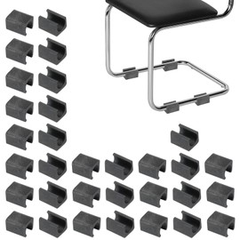 PATIKIL 32pcs U Chair Leg Caps, 15mm U Shaped Chair Leg Floor Protectors Chair Foot Rectangle Chair Leg Tips Covers Pads Slide Smoothly for Hardwood Floors, Black