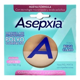 Asepxia Maquillaje En Polvo Compacto. Tono Beige, 10g.
