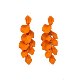 FDEETY Earrings for Women Girls Long Rose Petal Earrings Vintage Dangle Exaggerated Flower Earrings Elegent Drop Statement Floral Tassel Earrings Colourful Earrings (Orange)