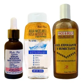 Kit Skincare Agua Micelar  Gel Exfoliante  Sérum Booster                                                                                              