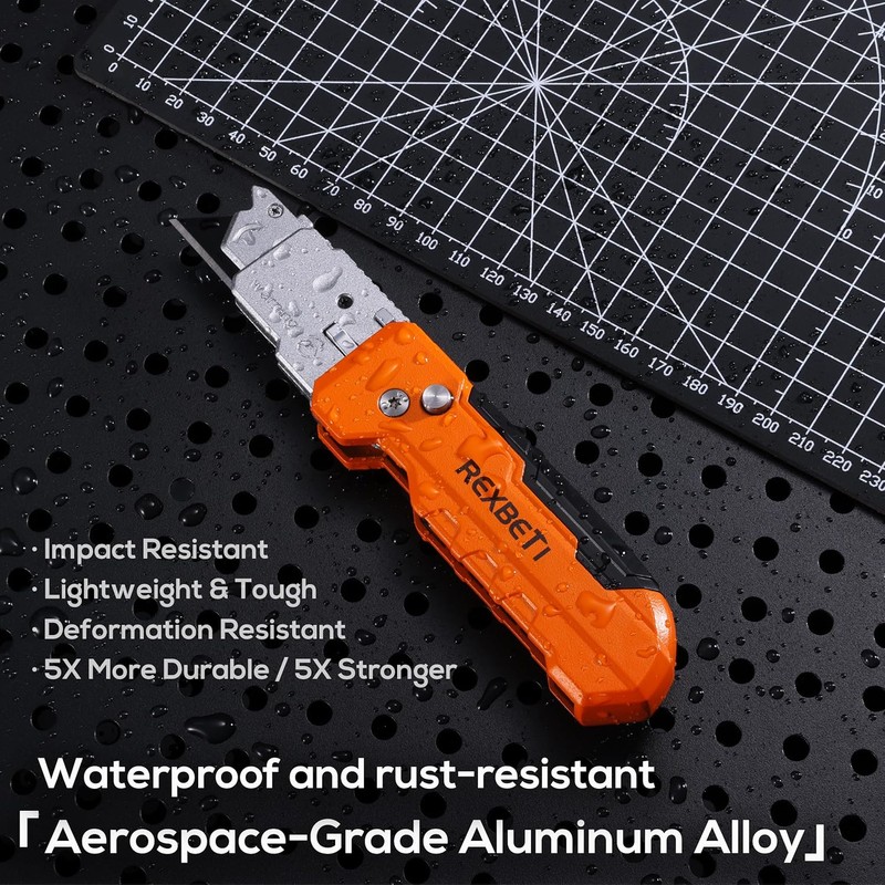 REXBETI 2-in-1 Utility Knife & Scraper, Zinc Alloy Body, Blade