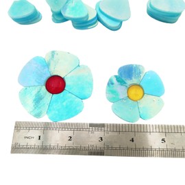 20PCS Glass Flower Mosaic Tiles, 2 Size Petal Stained Glass Mosaic Pieces for DIY Flower Crafts Home Decoration, Indoor & Outdoor Decor (Iridescent Sky Blue)
