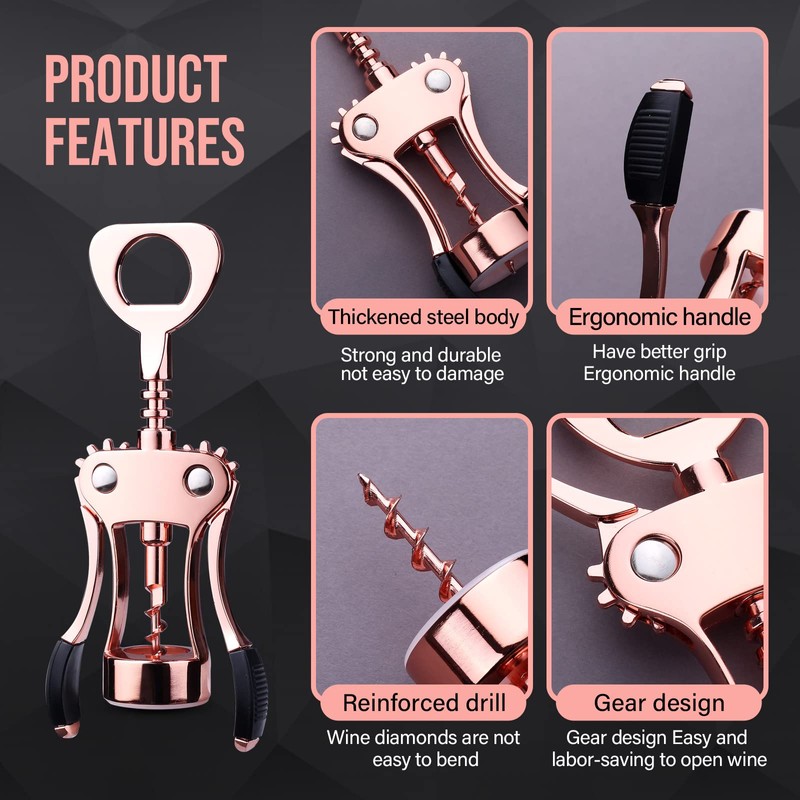 Drincarier Wine Opener, Zinc Alloy Premium Wing Corkscrew Wine Bottle