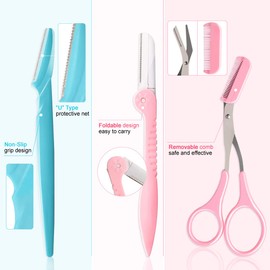Molisaka Eyebrow Razor Pack, Multipurpose Dermaplaning Face Razors for Women Facial Hair Removal/Exfoliating/Eyebrow Face Shavers/Peachfuzz, Bulk Straight Eyebrow Trimmers for Women