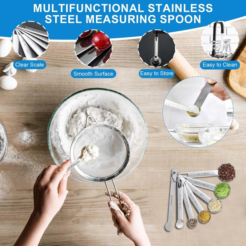 Measuring Cups and Spoons Set 22 Piece, 11 Stainless Steel