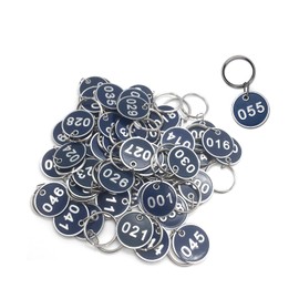 Pack of 50 Key Chains Numbers Metal Round Numbers Key Ring Labels Pendant Key Ring with Numbers Round Key Rings for Lockers Supermarket Luggage Tags 51-100 Blue