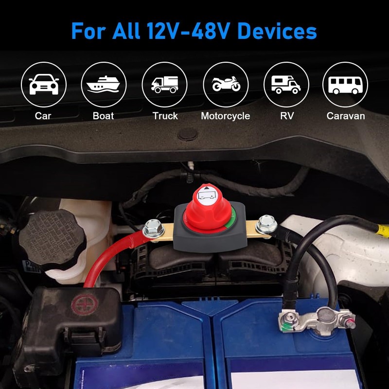 Linkstyle Battery Disconnect Switch, On/Off Side Post Battery Switch, 275A