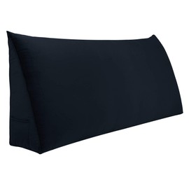VERCART Large Reading Bed Wedge Pillow, Triangular Upholstered Headboard, Backrest Back Support for Sitting Up in Bed with Removable Velvet Black Cover, Twin