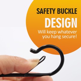 H HOME-MART S Hooks Hanging Safety Buckle - 3.5 inch Heavy Duty S Hooks,Hanging Plants for Closet,Clothes, Kitchen Utensil, Pots and Pans, Bags (Black, 8 Pack) (20 Pack)
