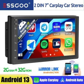 ESSGOO 2 DIN 7" Android 13 Carplay Car Stereo 32G Touch Screen RDS/FM GPS NAV Head Unit